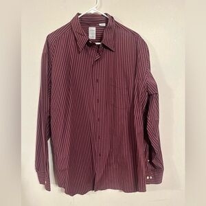 J. Crew Maroon with White Stripes Men’s XL Dress Shirt